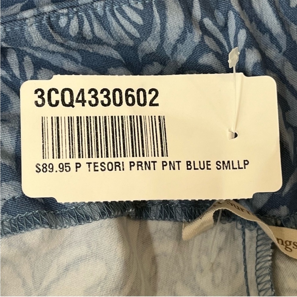 SOFT SURROUNDINGS NWT TESORI PRINT BLUE STRAIGHT LEG ANKLE PANTS SMALL PETITE - Picture 9 of 12